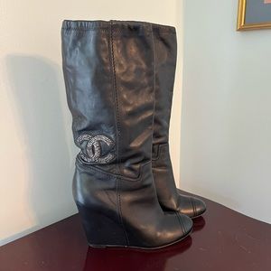 Chanel wedge boots